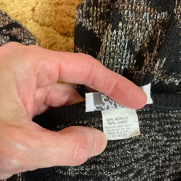 Vtg 80s sparkly geometric oversized sweater - Picture 3 of 12